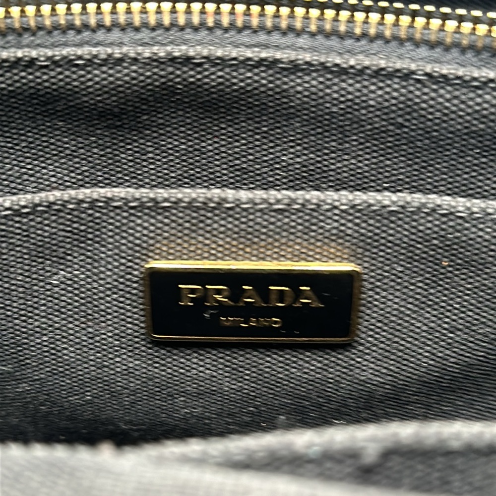 Authentic PRADA Canapa Bijoux Denim Tote/Crossbody- Black - Picture 12 of 17